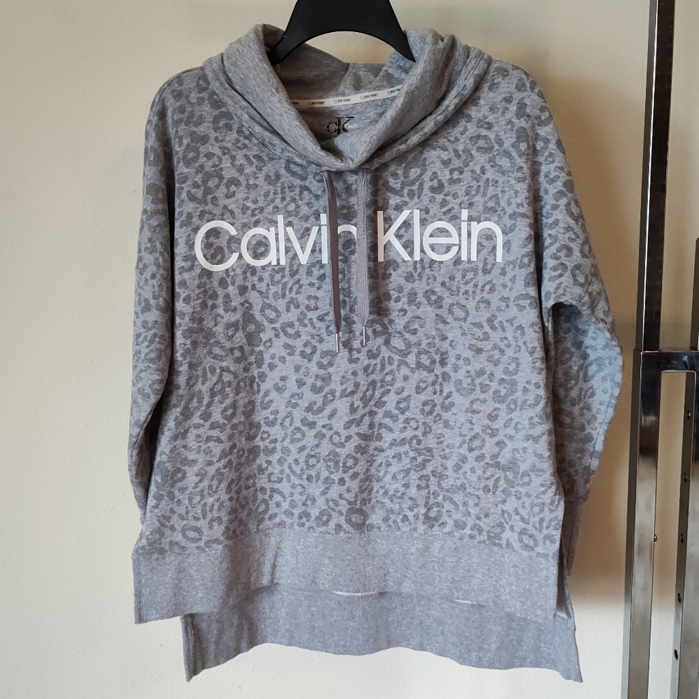 Calvin Klein Cowl Neck Leopard Print Sweater
